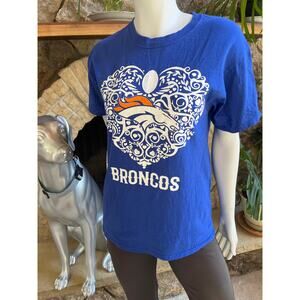 Hanes Denver Broncos Blue Short Sleeve Shirt Women's Size Medium
